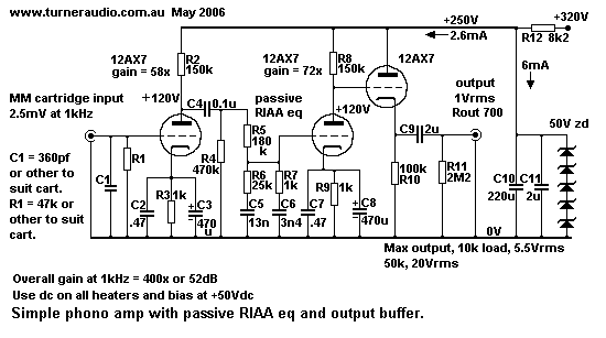 Schematic 3 x 12ax7
        phono passive eq.